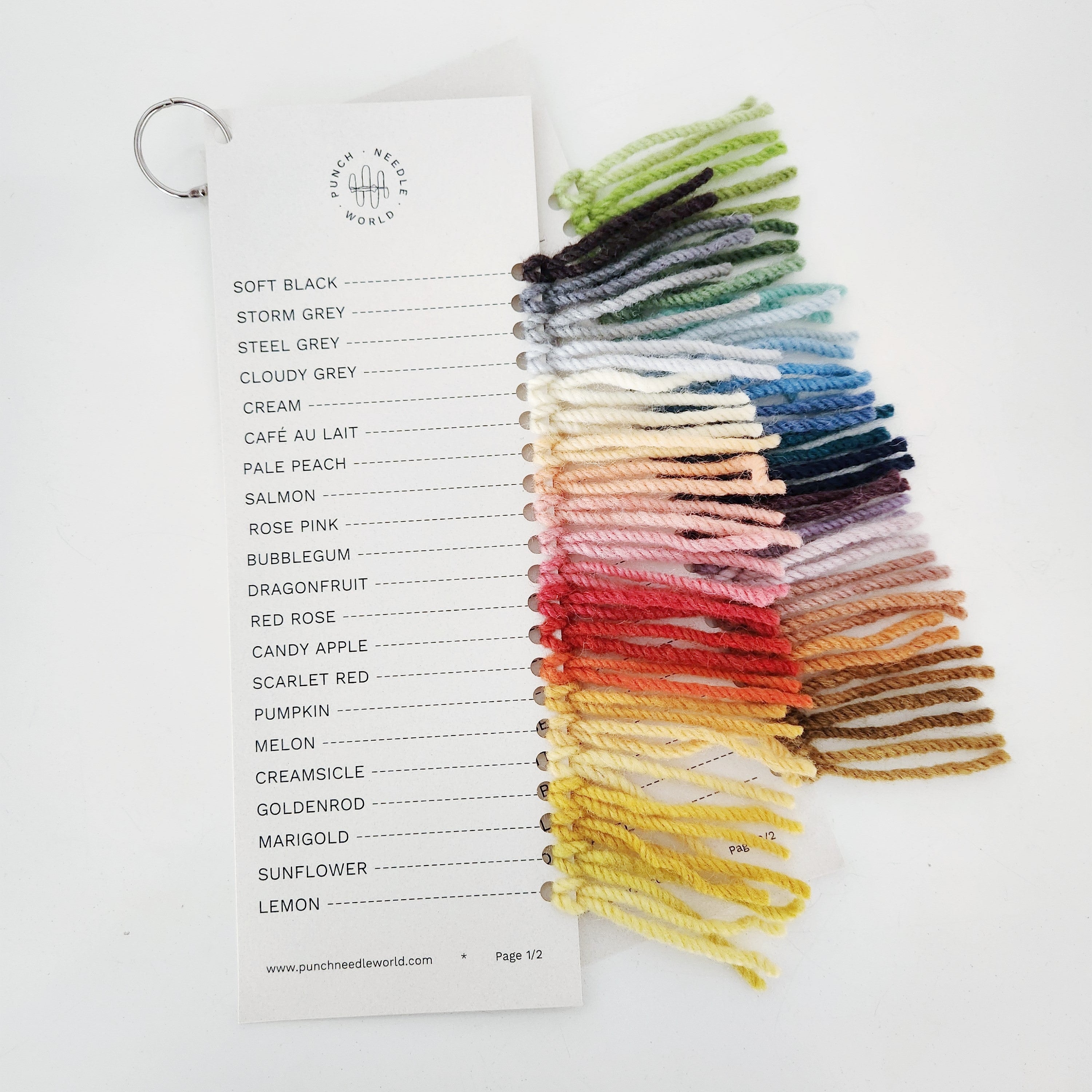 Punch Needle World Rug Yarn - Color Card